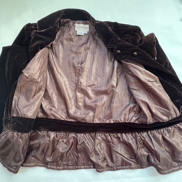 Raindrops Jacket Blazer Burgundy Velveteen Sz L Peplum Winter Fairy Whimsy Loops - Picture 6 of 10